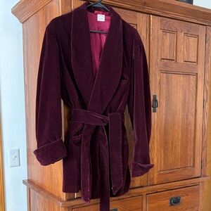 Brooks Brothers Men’s Burgundy Velvet Shawl Collar Smoking Jacket Sz XL